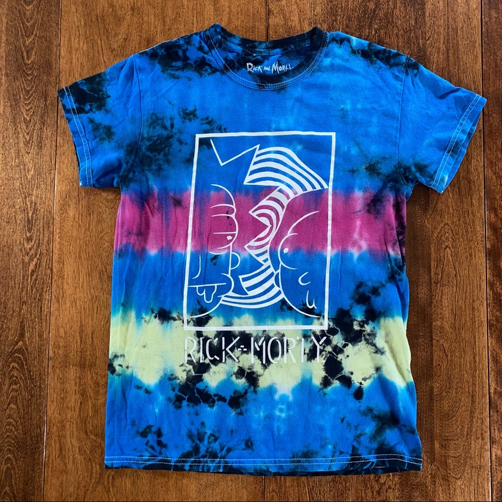 Mens Adult Swim Rick and Morty tye dye blue t-shirt small